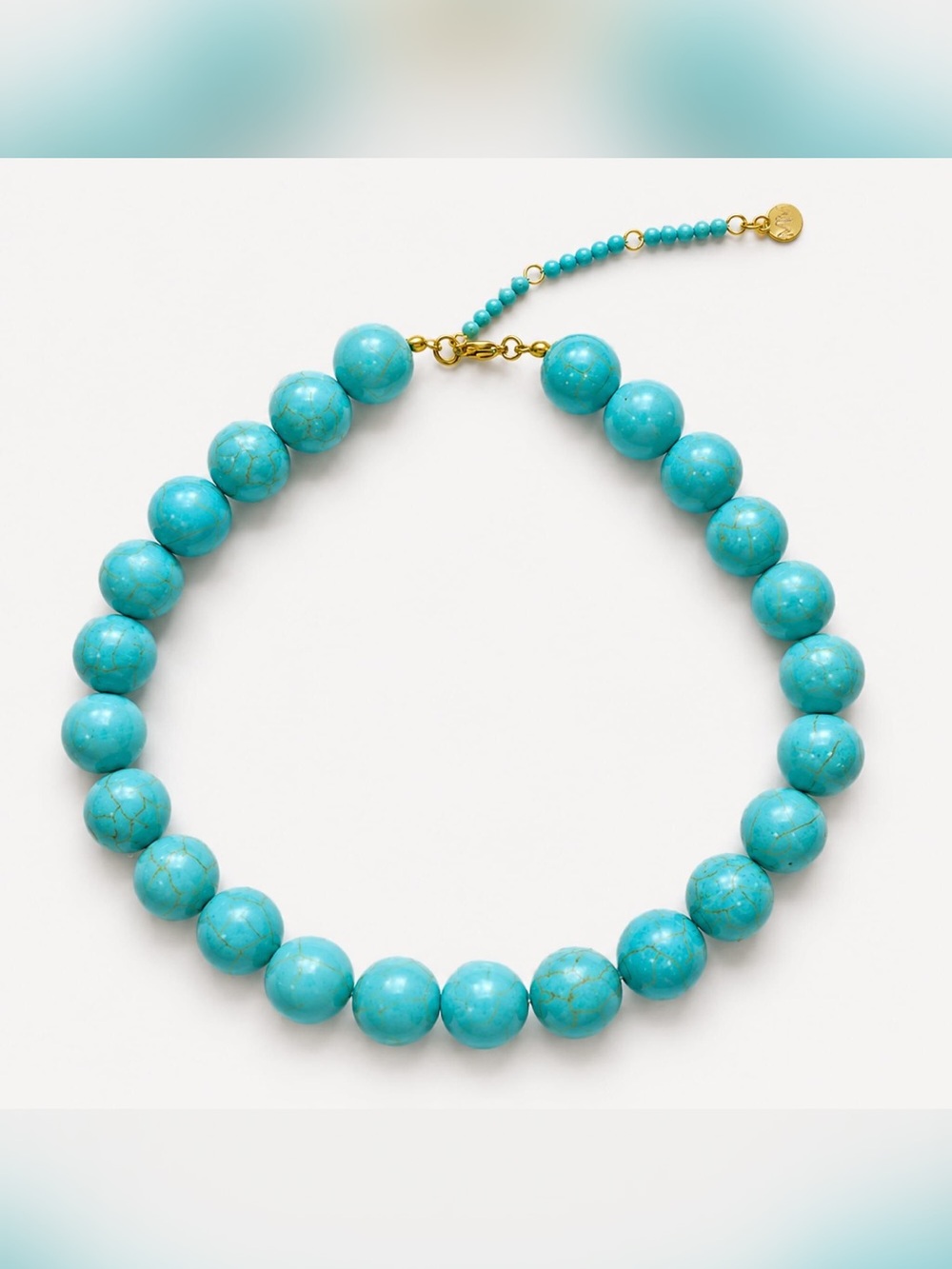 Turquoise Beaded Necklace - Gold Accent